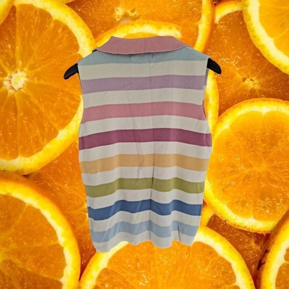 VINTAGE Victoria Jones Colorful Sleeveless Sweater‎ Size M - Picture 3 of 5